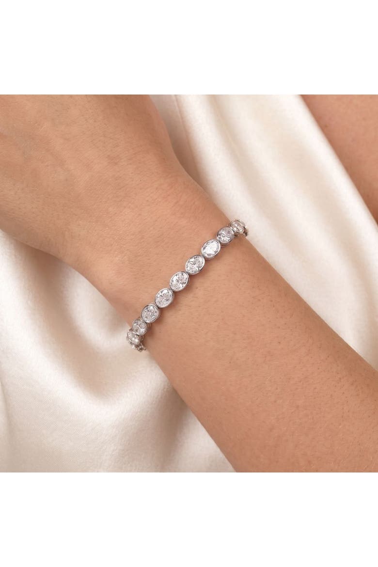 15Ct TW East West Oval Bezel Diamond Tennis Bracelet 14k Gold 7" Lab Grown, Alternate, color, 14k White Gold