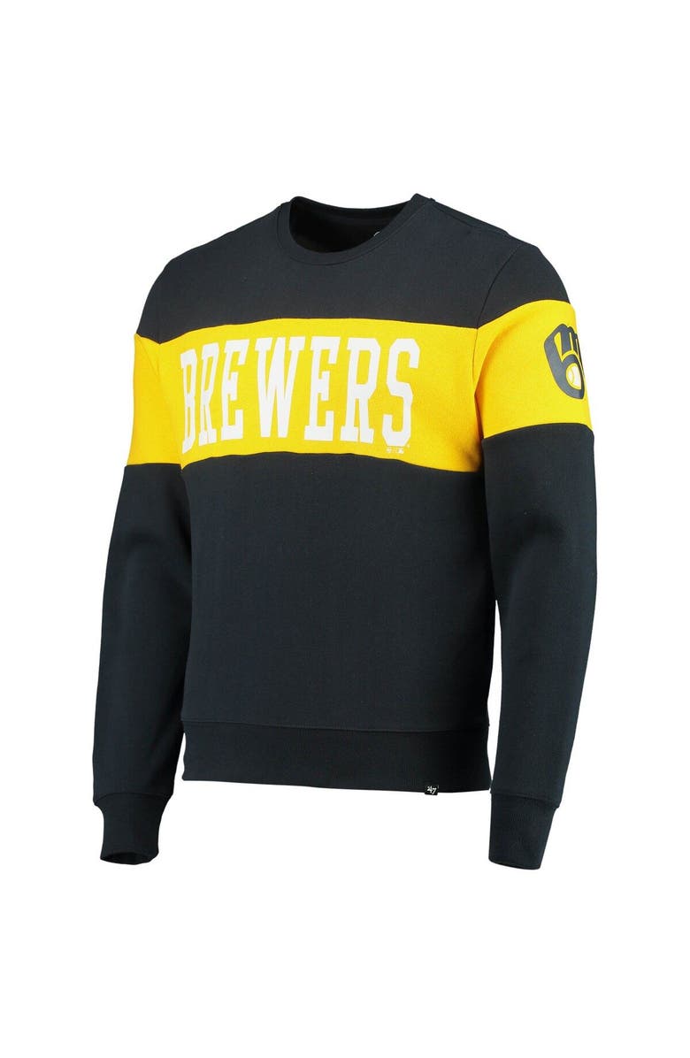 '47 Men's '47 Navy Milwaukee Brewers Interstate Pullover Sweatshirt, Alternate, color,