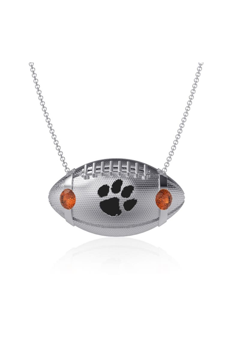 DAYNA DESIGNS Clemson Tigers Football Necklace, Main, color, Silver