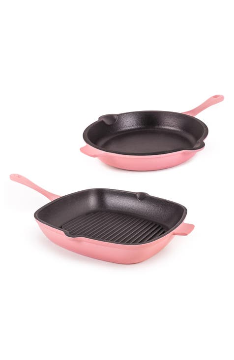 Neo 2-Piece Cast Iron Fry Pan & Grill Pan Set