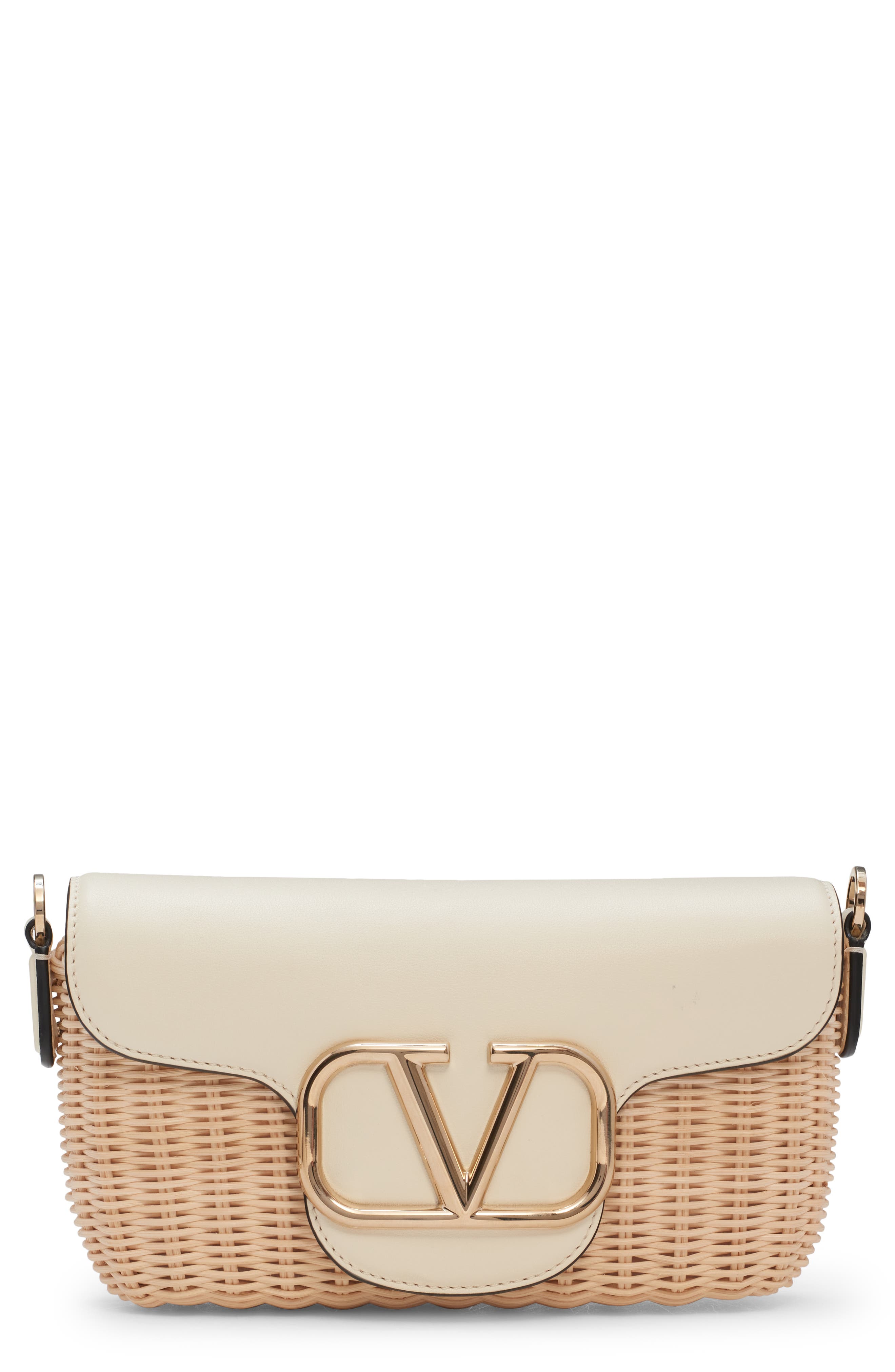 Locò Woven Wicker & Leather Shoulder Bag, Main, color, YT3 NATURALE/ IVORY