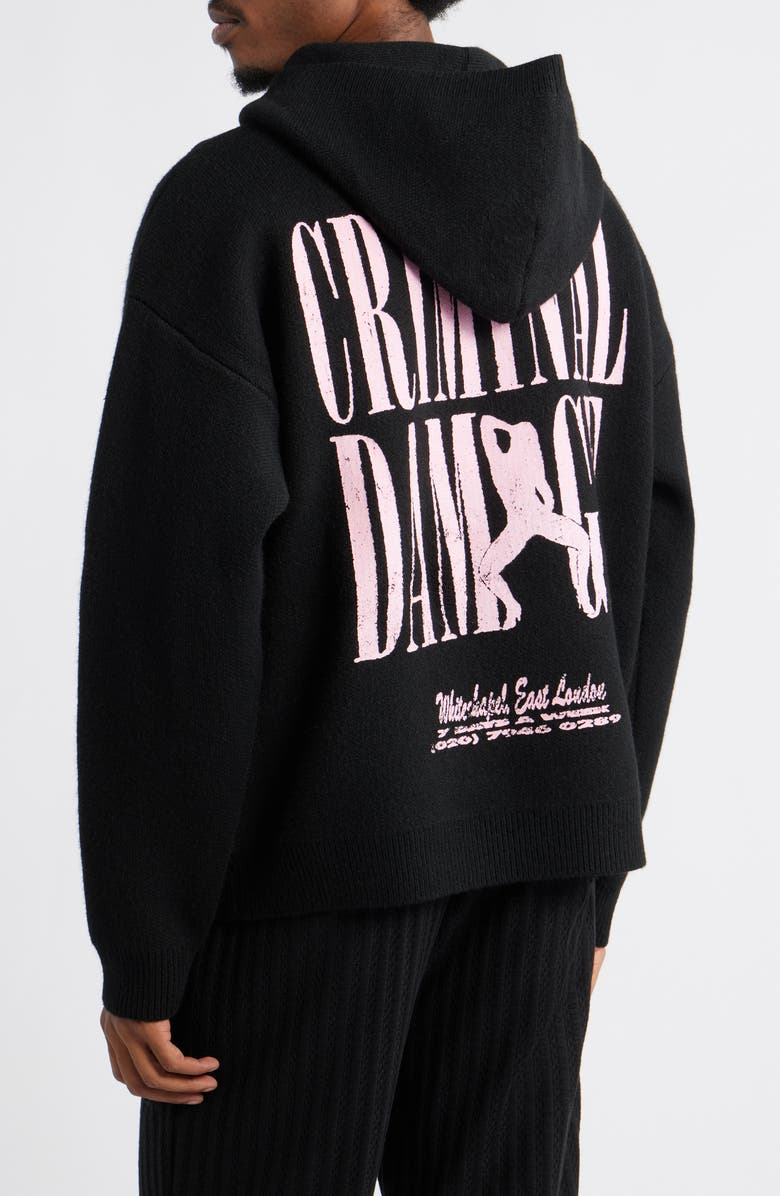 CRIMINAL DAMAGE Striptease Knit Hoodie, Alternate, color, Black