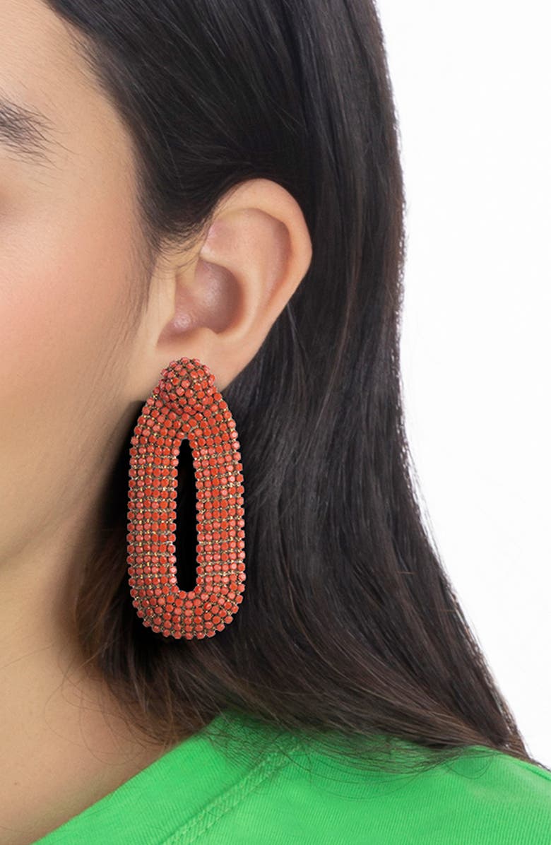 Deepa Gurnani Bianca Earrings, Alternate, color, Coral