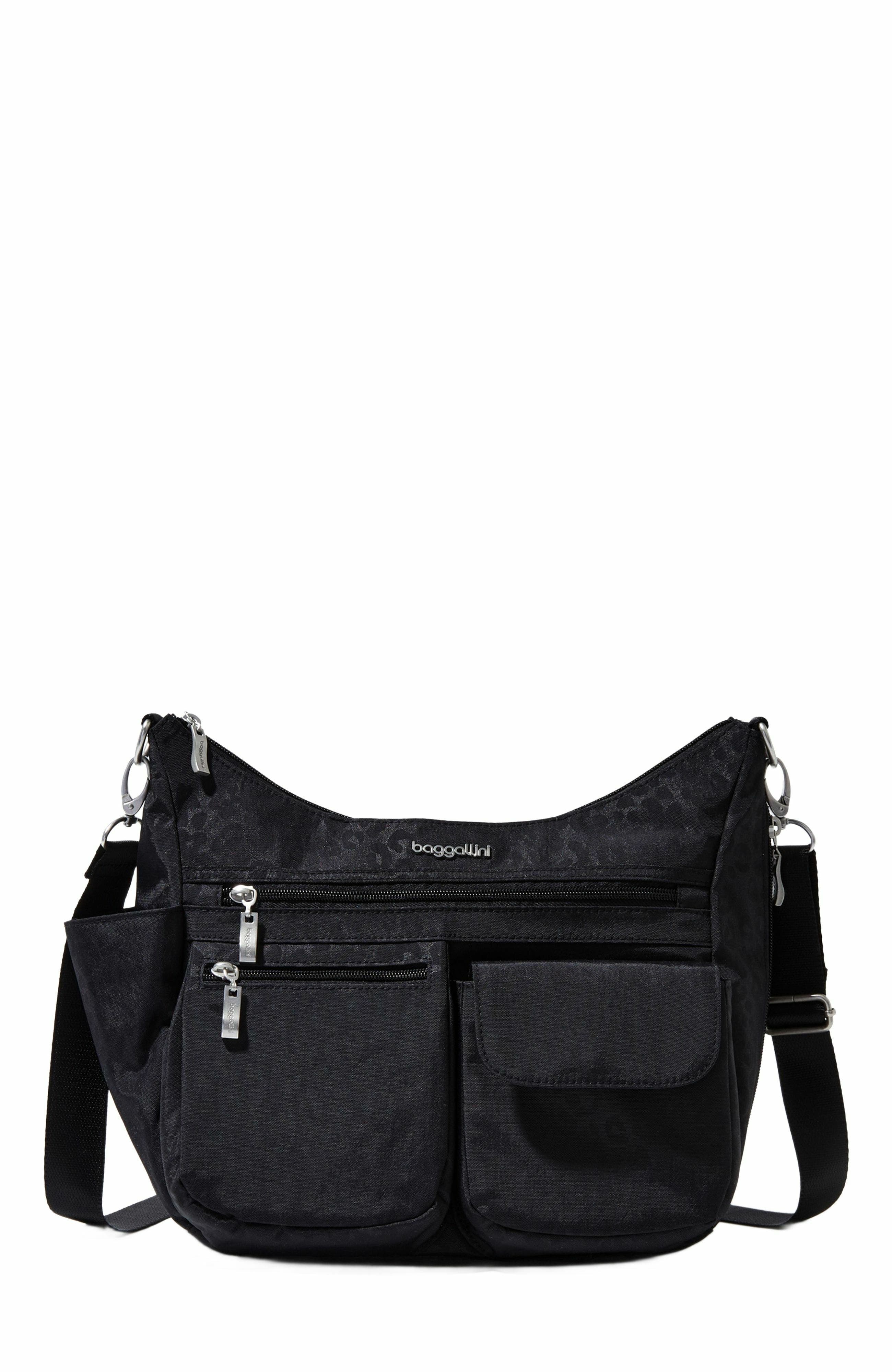 BAGGALLINI Modern Everywhere Hobo Crossbody Bag with Wristlet, Alternate, color, Black Cheetah Emboss