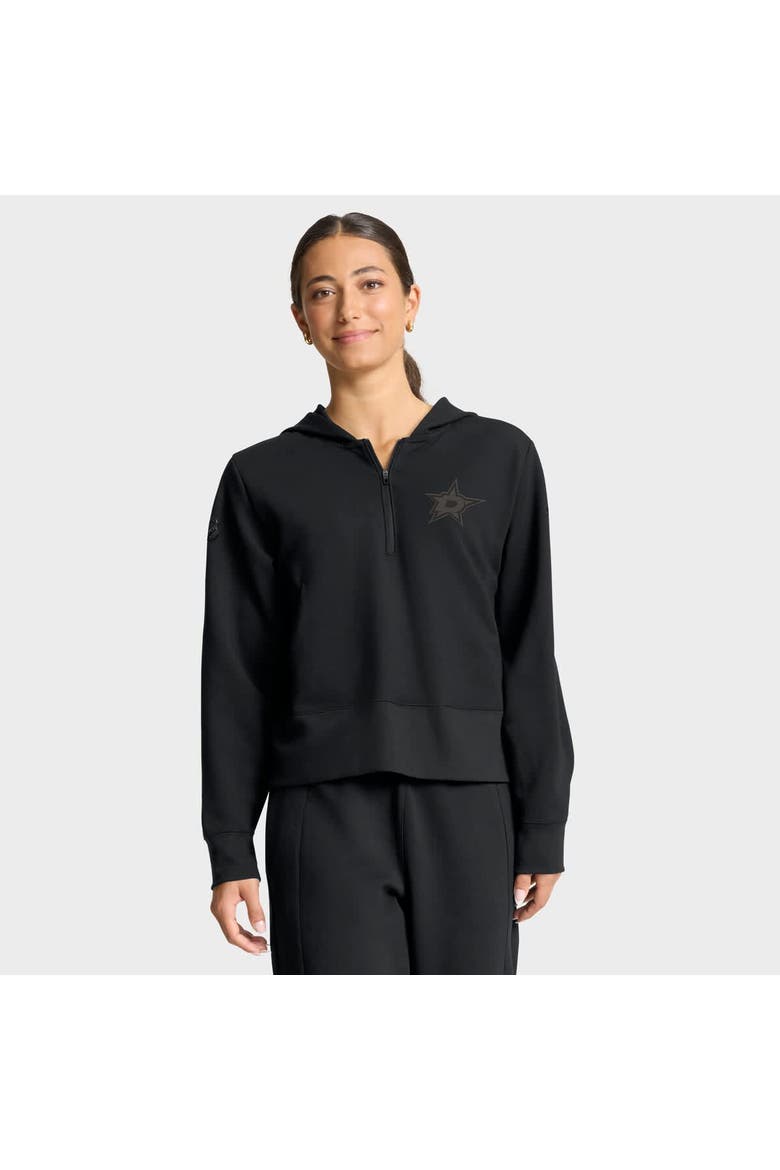 Women's Fanatics Black Dallas Stars Authentic Pro Road Tri-Blend Quarter-Zip Hoodie, Main, color, Black