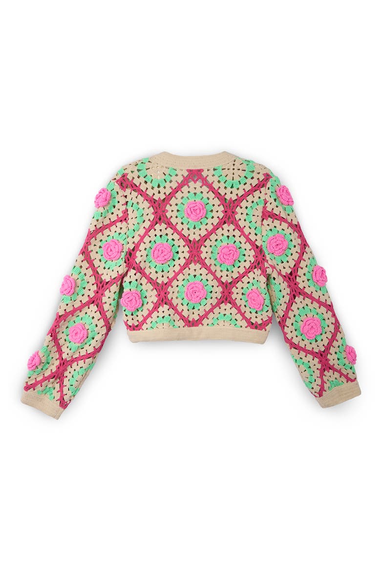 Granny Square Open Front Cardigan, Alternate, color, IVORY