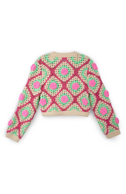 Saachi Granny Square Open Front Cardigan In White