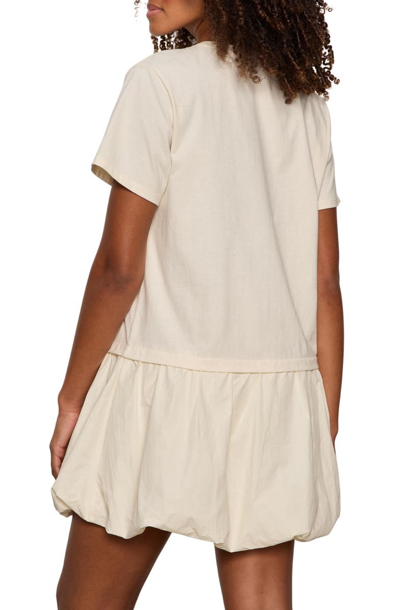Sanctuary For Keeps Mixed Media Bubble Hem Cotton T-Shirt Minidress, Alternate, color, Collagen White