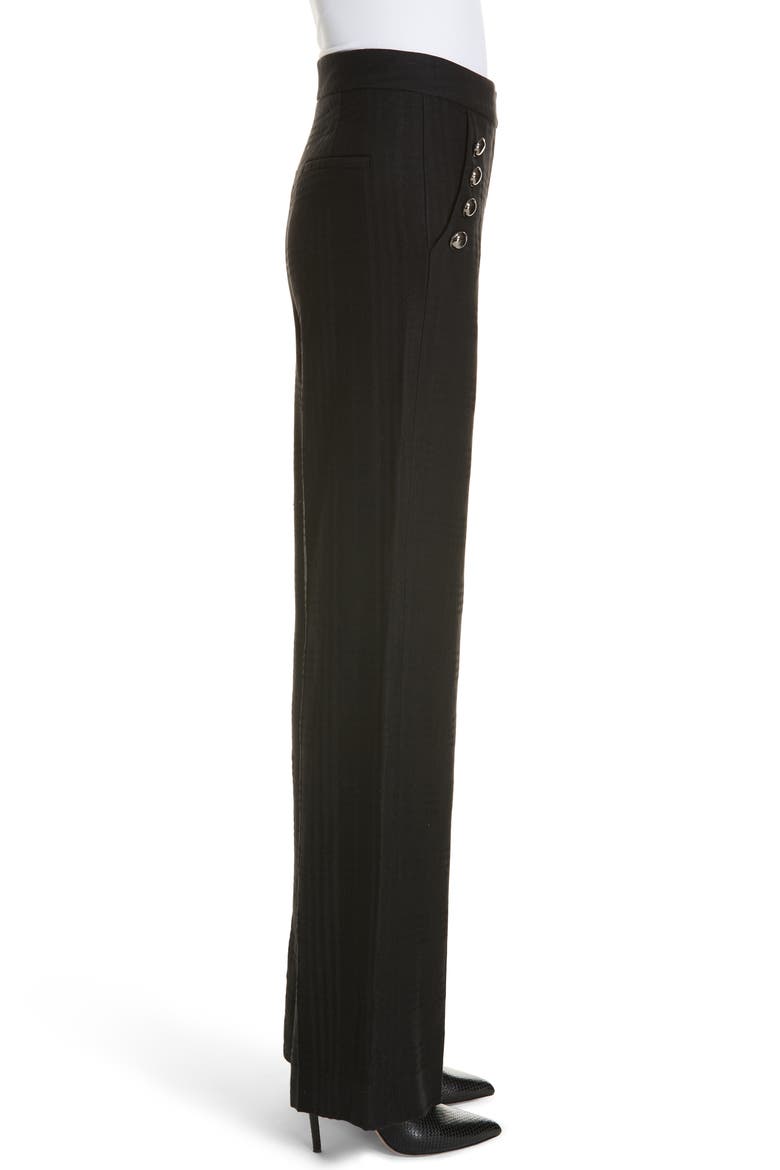 Tuli Check Button Detail Pants, Alternate, color, BLACK/ BLACK