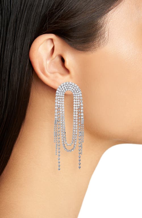Open Edit Mixed Chain Waterfall Drop Earrings In Clear- Rhodium