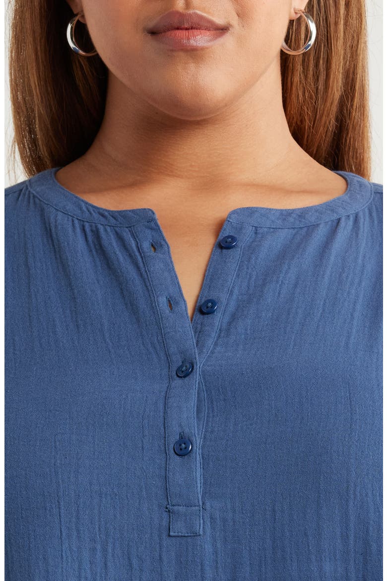Cotton Gauze Tiered Popover Dress, Alternate, color, NAVY DENIM