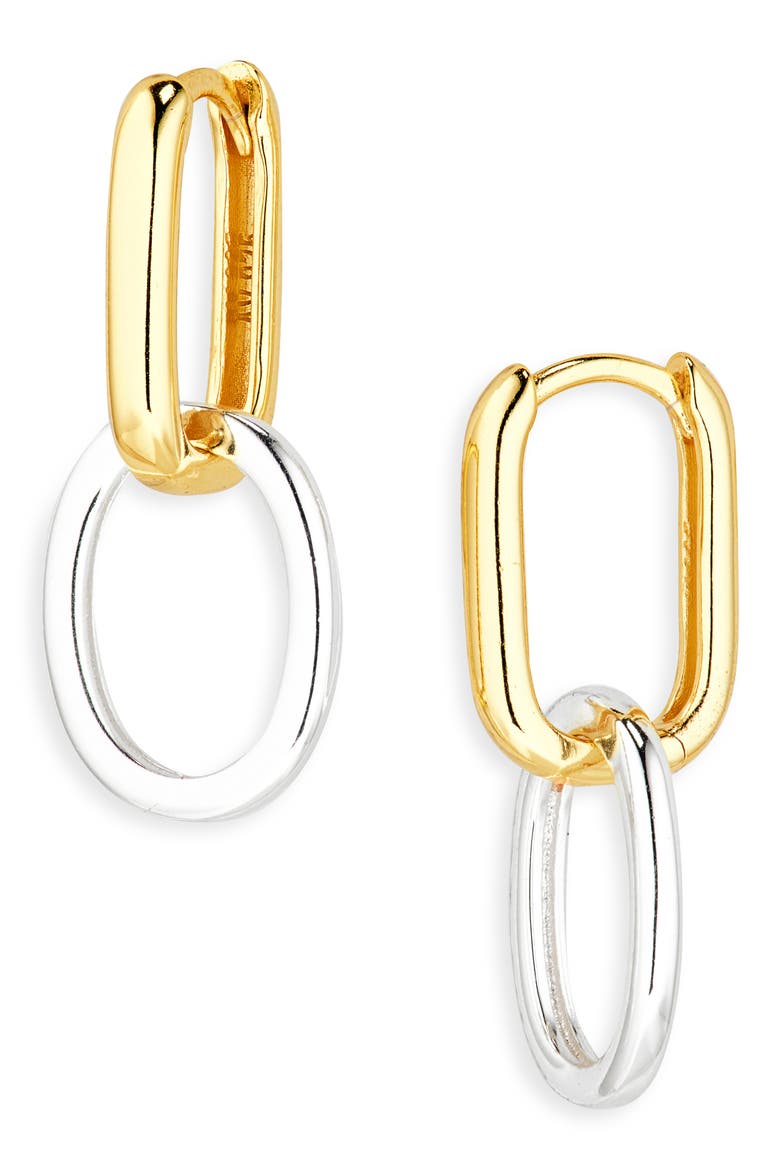 Two Tone Link Drop Earrings, Main, color, GOLD/ SILVER
