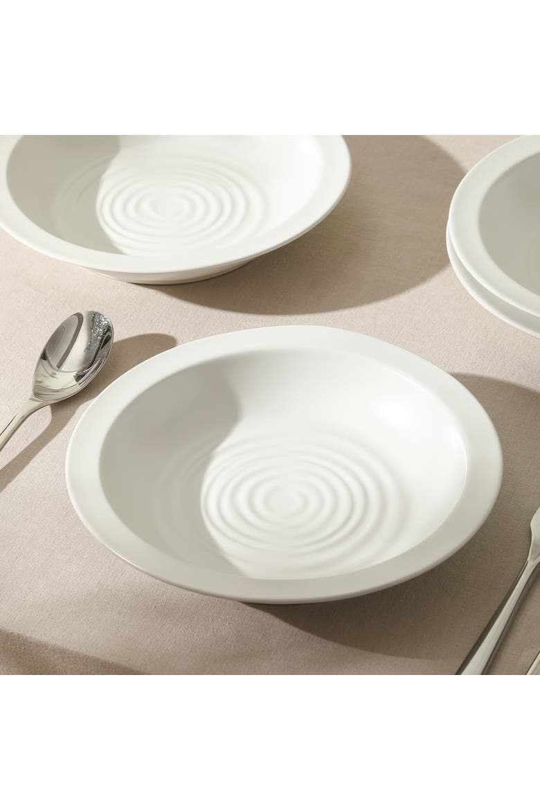 Orbit Stoneware 4-Piece Pasta Bowl Set, Alternate, color, White