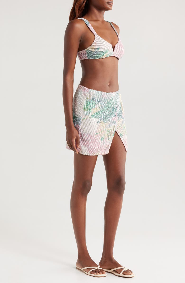 BOAMAR Suki Sequin Wrap Cover-Up Skirt, Alternate, color, Open White