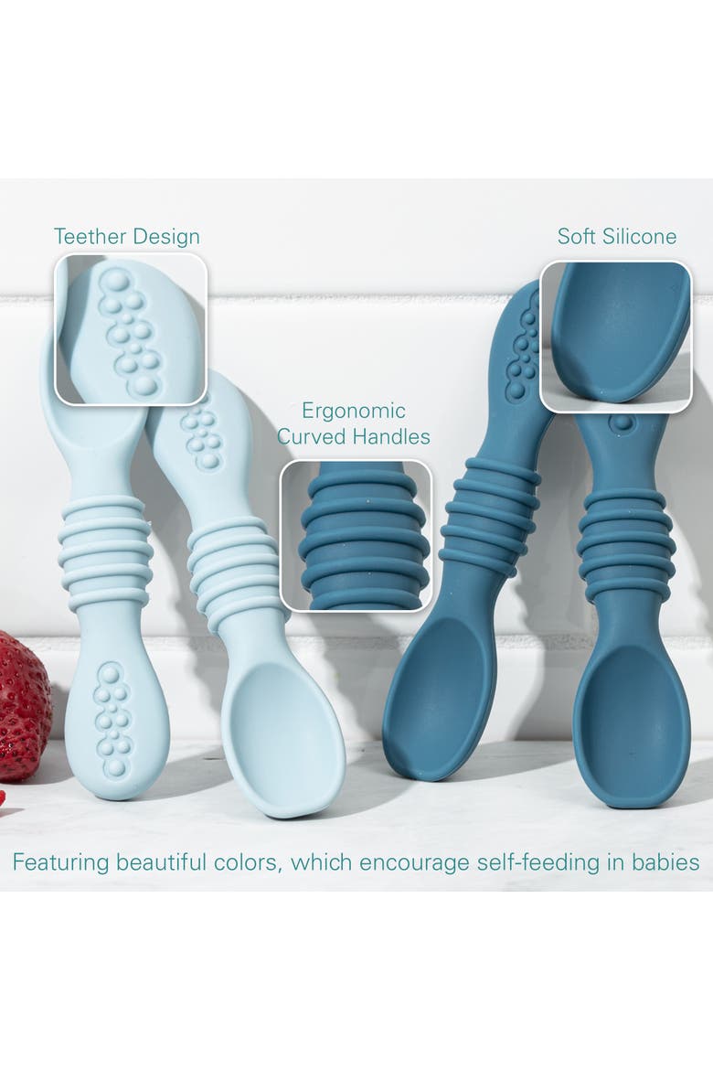 Baby Feeding Spoon Set 4-Piece, Alternate, color, Pastel Blue