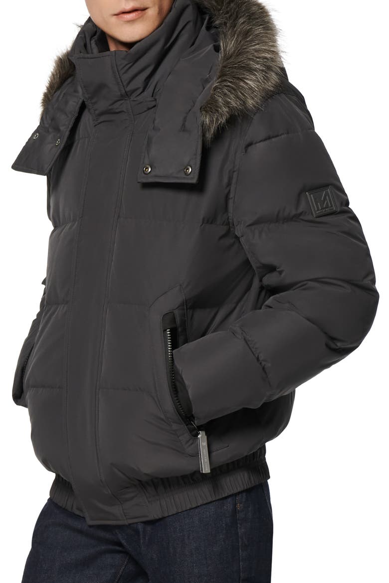 Umbra Faux Fur Trim Quilted Jacket, Alternate, color, CHARCOAL