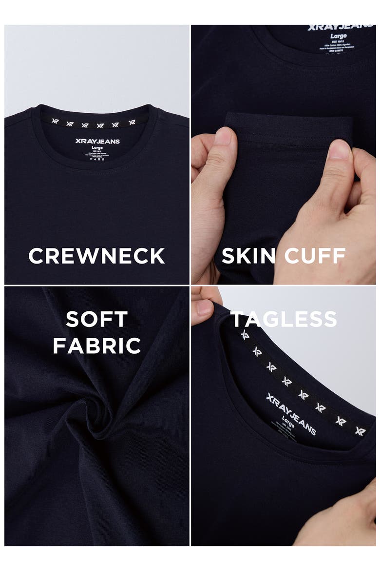 Kids' 3-Pack Long Sleeve Cotton T-Shirts, Alternate, color, NAVY/ NAVY/ NAVY