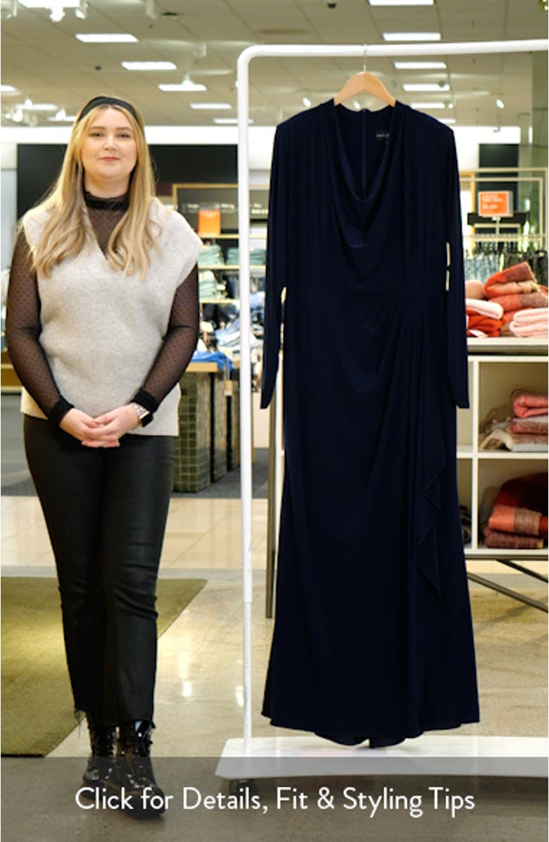 Long Sleeve Cowl Neck Gown, sales video thumbnail
