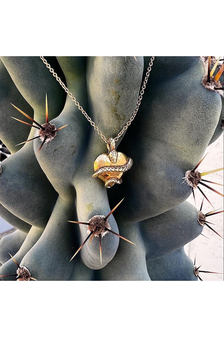 Wise Heart Charm Necklace, Alternate, color, Gold
