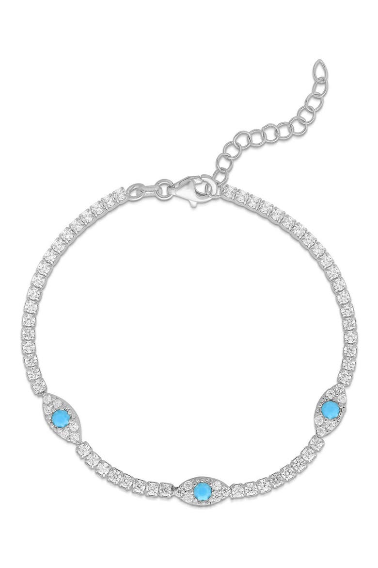 CZ Evil Eye Tennis Bracelet, Main, color, SILVER