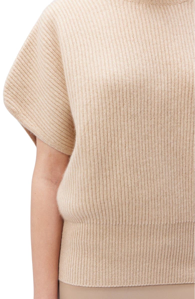 GOBI Mongolian Cashmere Cashmere Short-Sleeve Turtleneck, Alternate, color, Beige