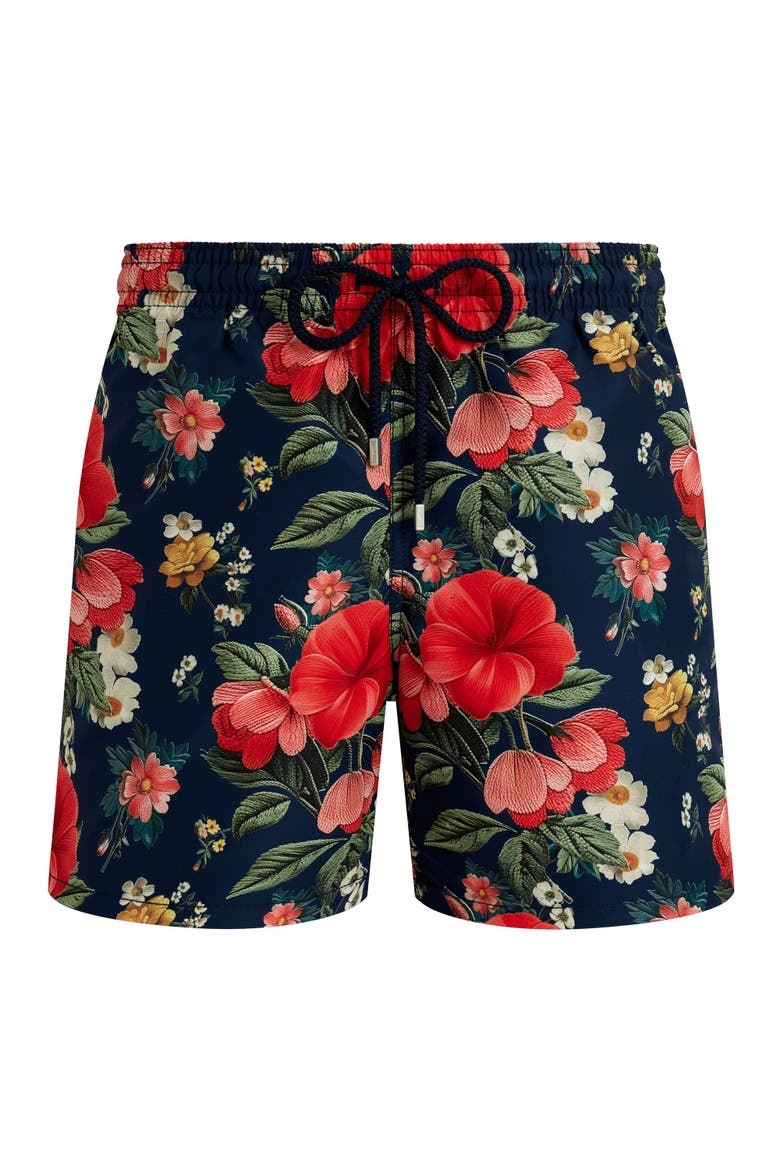 Men Swim Shorts Flowers, Main, color, navy