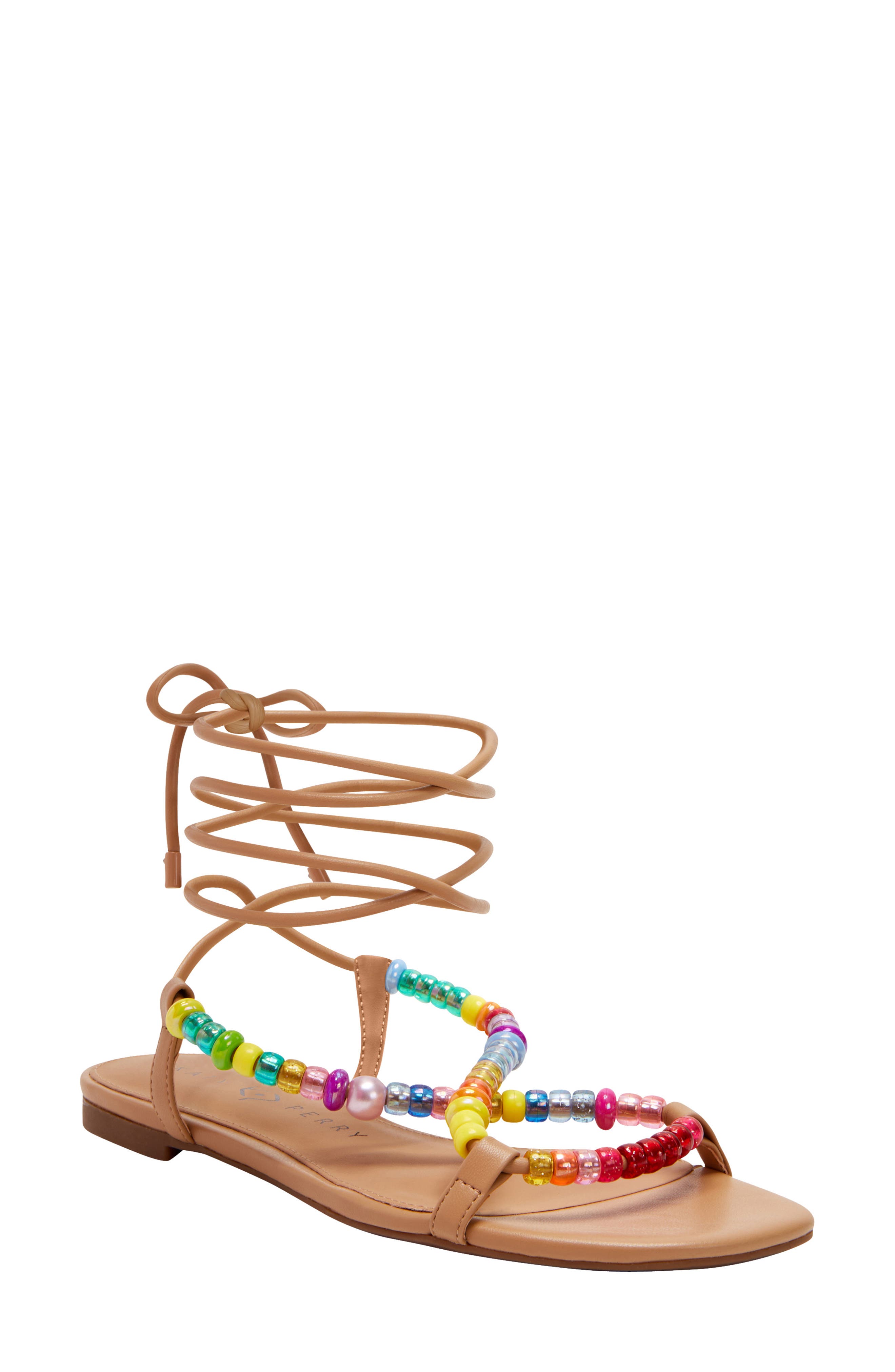 Katy Perry The Halie Bead Ankle Tie Sandal, Main, color, Biscotti Bright Multi