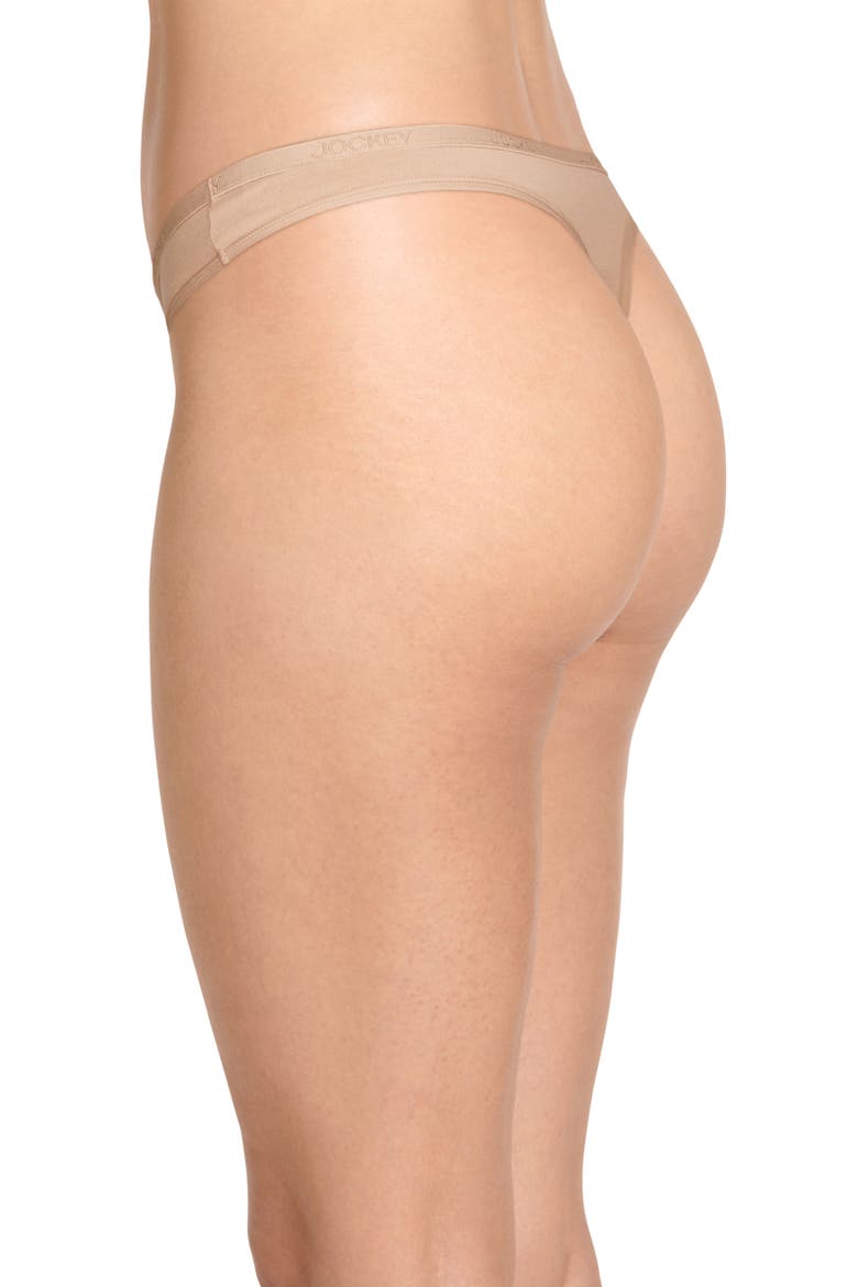 Womens Organic Cotton Stretch Thong - 3 Pack, Alternate, color, Ivory/Light/Almond