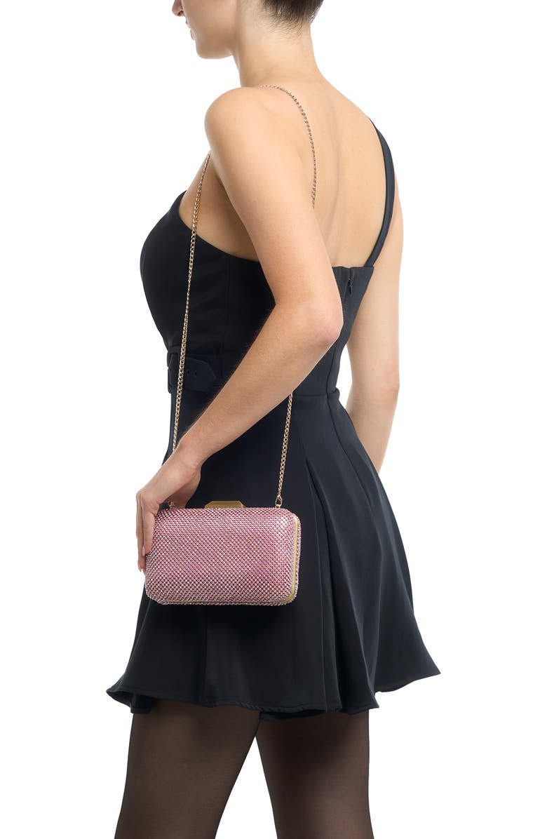 Olga Berg Ronny Crystal Mesh Frame Clutch, Alternate, color, Pink