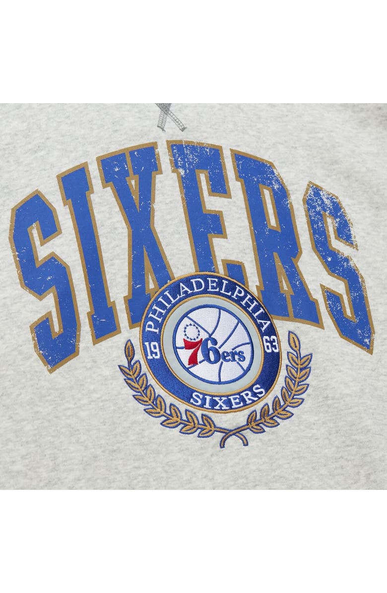 Mitchell & Ness Men's Mitchell & Ness Heather Gray Philadelphia 76ers  Vintage Logo Pullover Sweatshirt, Alternate, color, Heather Gray
