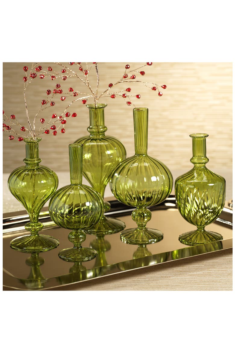 Vellum Set of 2 Spiral Decorative Glass Vases, Alternate, color, GREEN