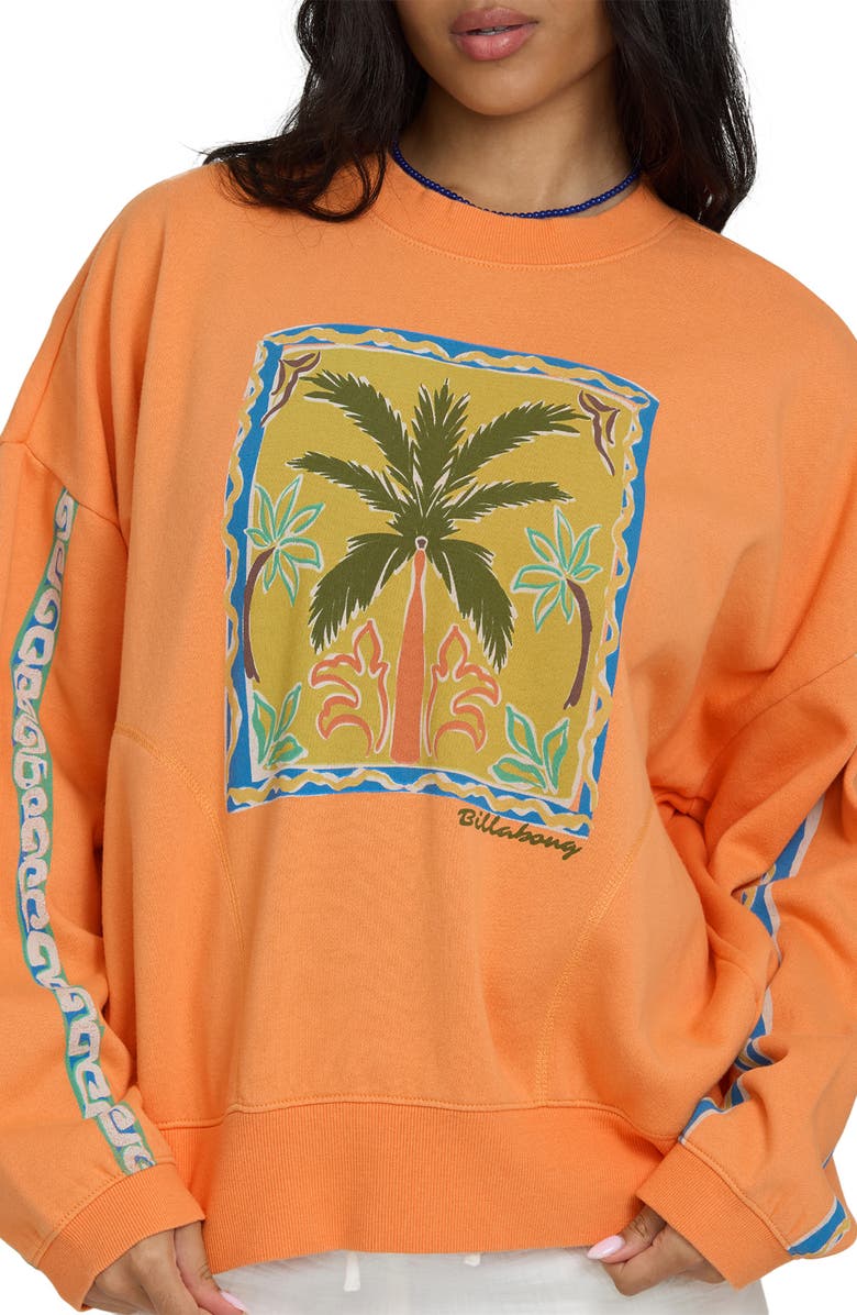 Billabong Palm Rio Graphic Sweatshirt, Alternate, color, Tangerine