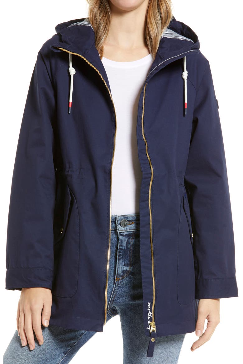 Shoreside Waterproof Hooded Raincoat, Main, color, FRENCH NAVY