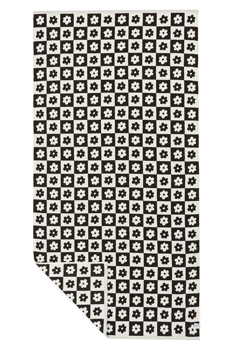 Gigi Floral Cotton Bath Towel, Main, color, BLACK
