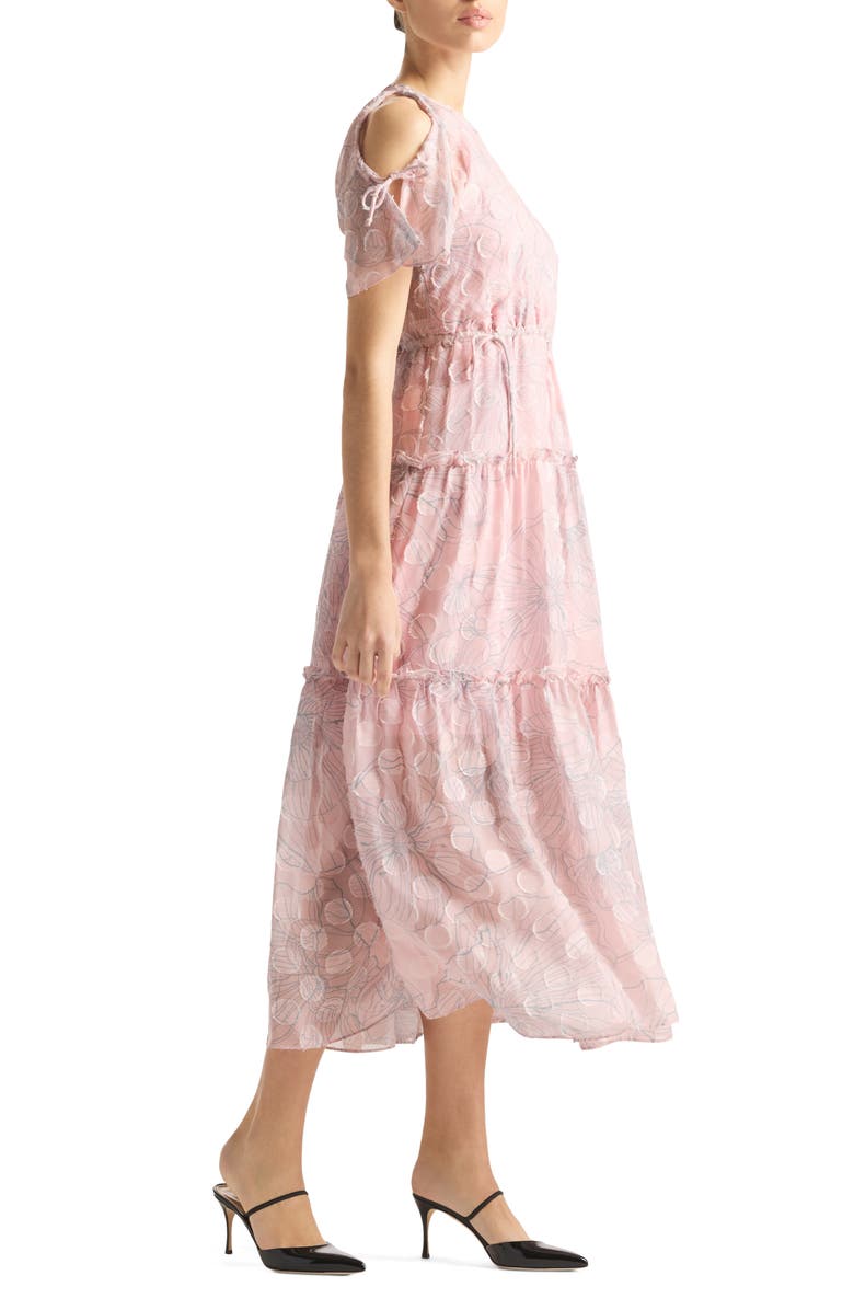 St. John Collection Wildflower Print Silk & Linen Fil Coupé Dress, Alternate, color, 
