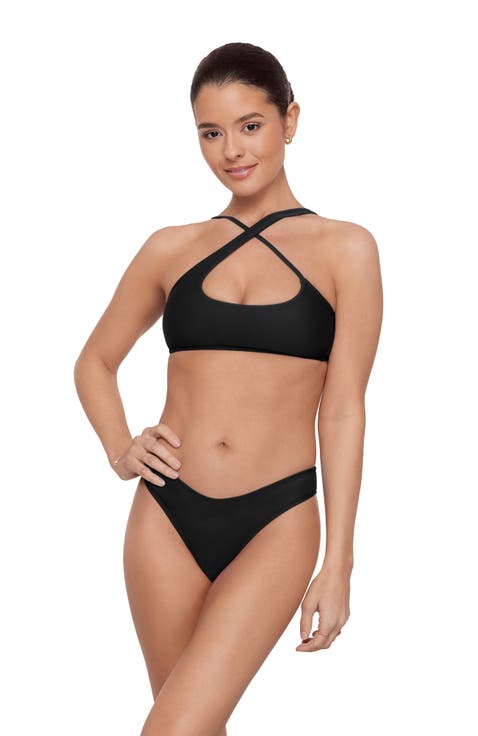 Criss Cross Assymetrical Bralette Bikini Set