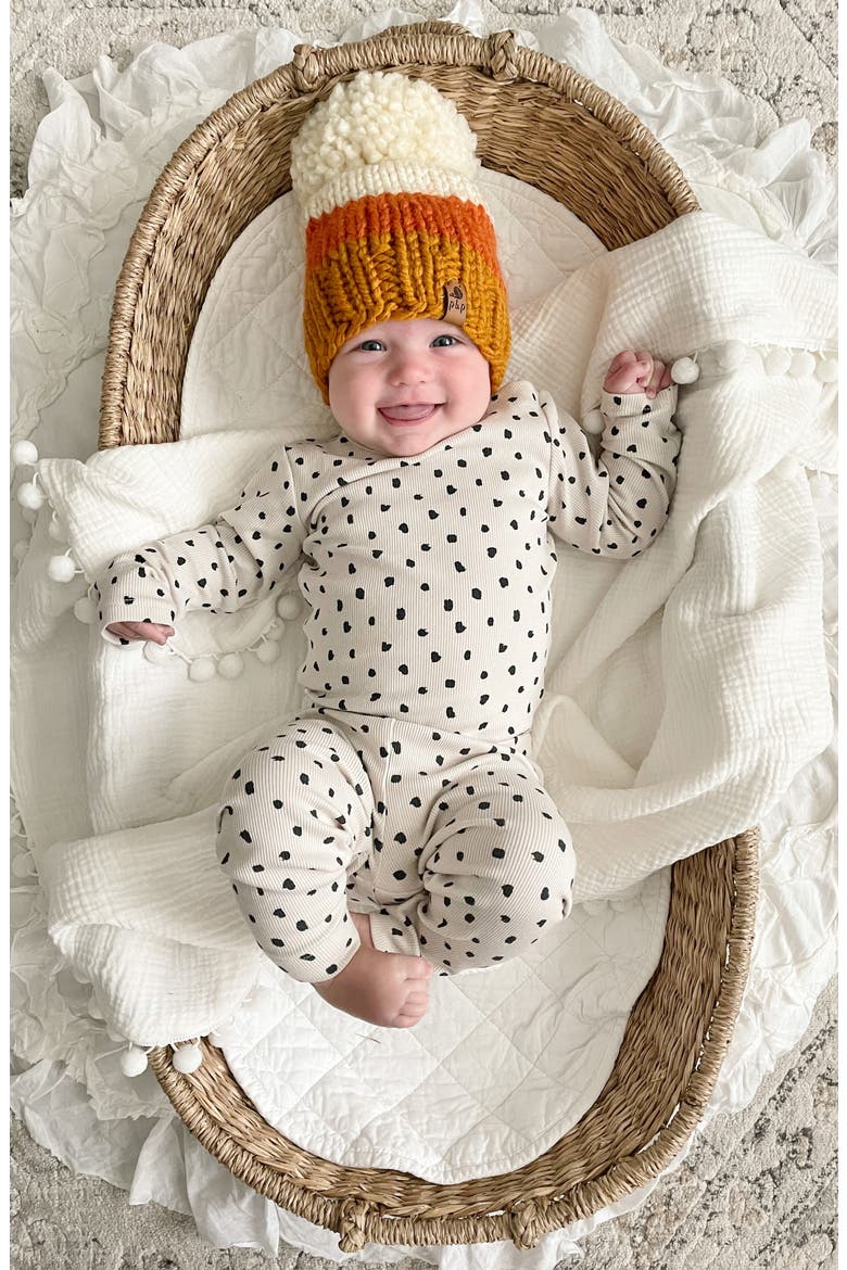 Halloween Candy Corn Pompom Hat, Alternate, color, CANDY CORN