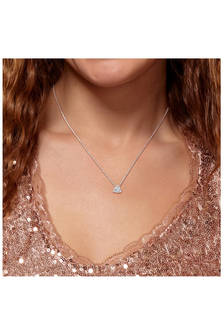Created White Sapphire Stud Earrings & Necklace Set, Alternate, color, WHITE