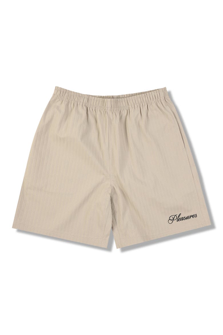 Fortunate Textured Stripe Active Shorts, Main, color, BEIGE