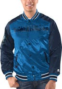 STARTER Men's Starter Blue/Navy Minnesota Timberwolves Renegade Satin Full-Snap Varsity Jacket