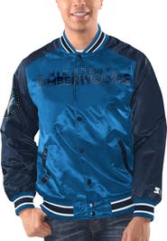 STARTER Men's Starter Blue/Navy Minnesota Timberwolves Renegade Satin Full-Snap Varsity Jacket