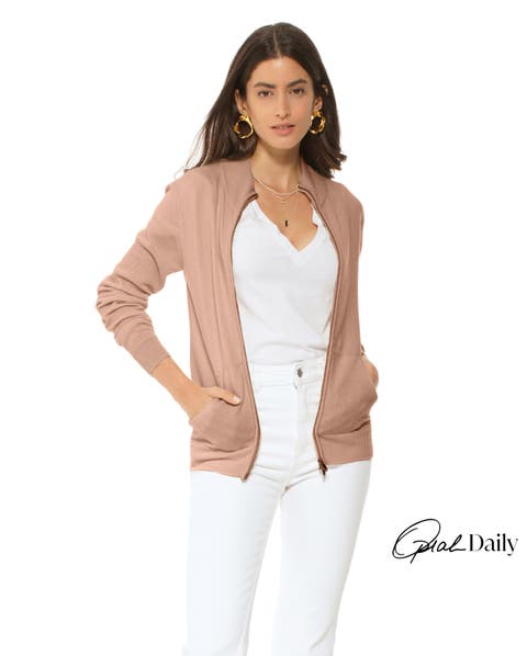 Pure Cashmere Double Slider Slider Zip Cardigan