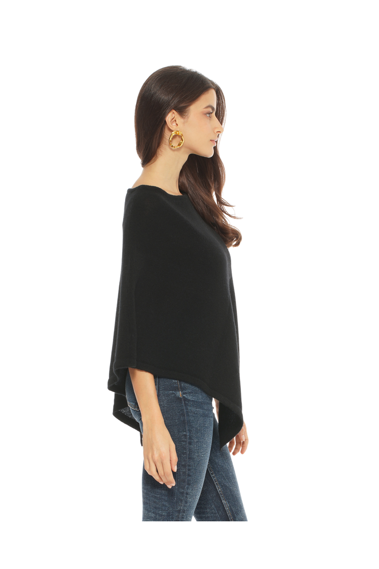 Pure Cashmere Capelet Poncho, Alternate, color, Black