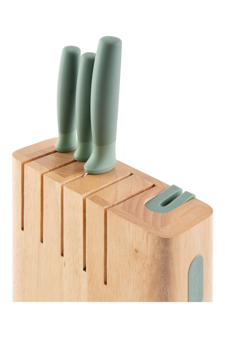 Leo Forest Knife Block 6-Piece Set, Alternate, color, GREEN/ BEIGE