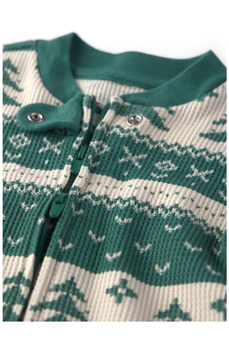 Print Organic Cotton Blend Zip Footie, Alternate, color, TREE FAIRISLE