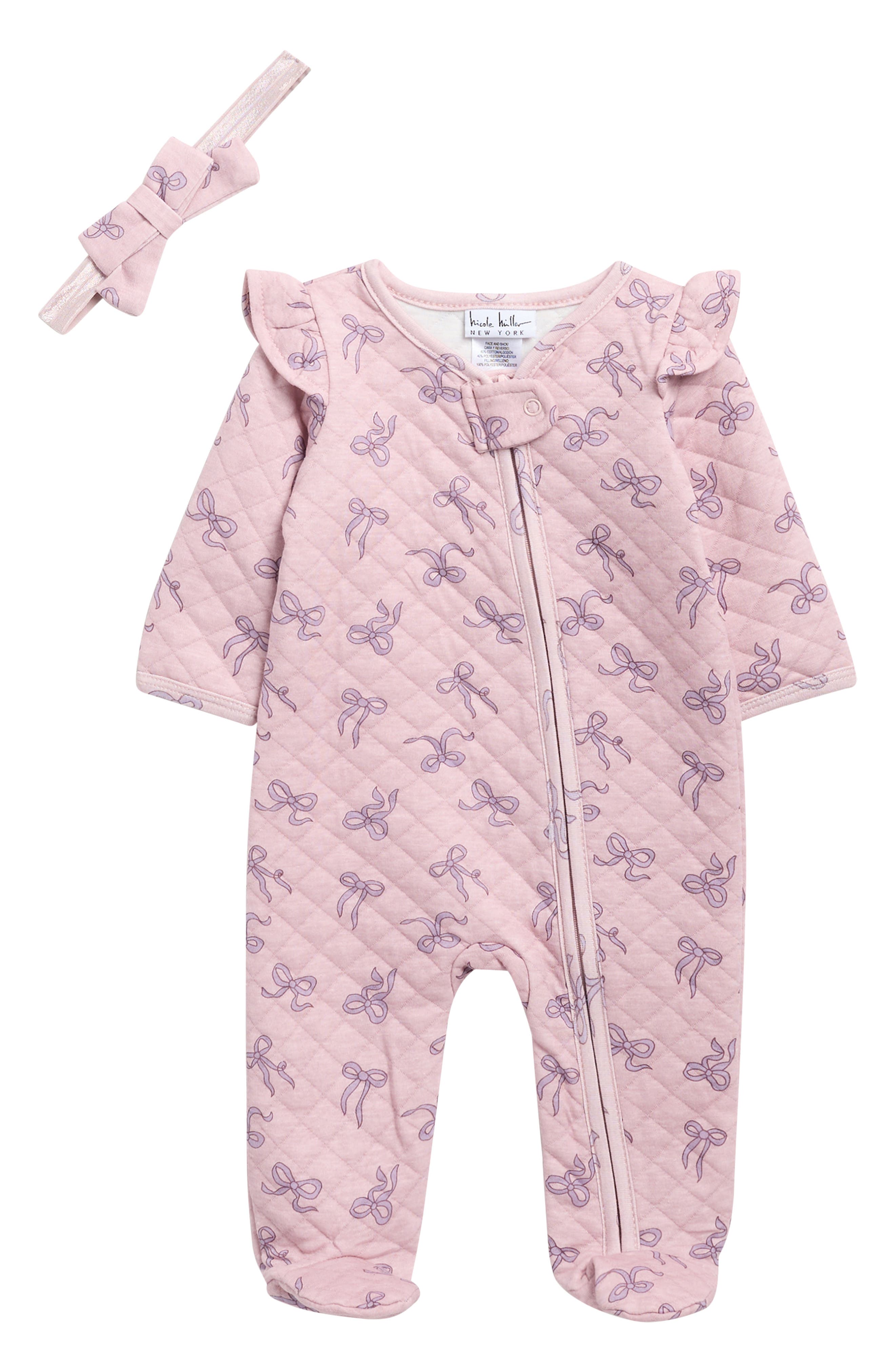 Nicole Miller Quilted Footie & Headband Set