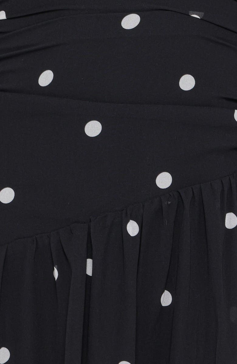 Petal & Pup Levine One-Shoulder Maxi Dress, Alternate, color, Black Polka Dot