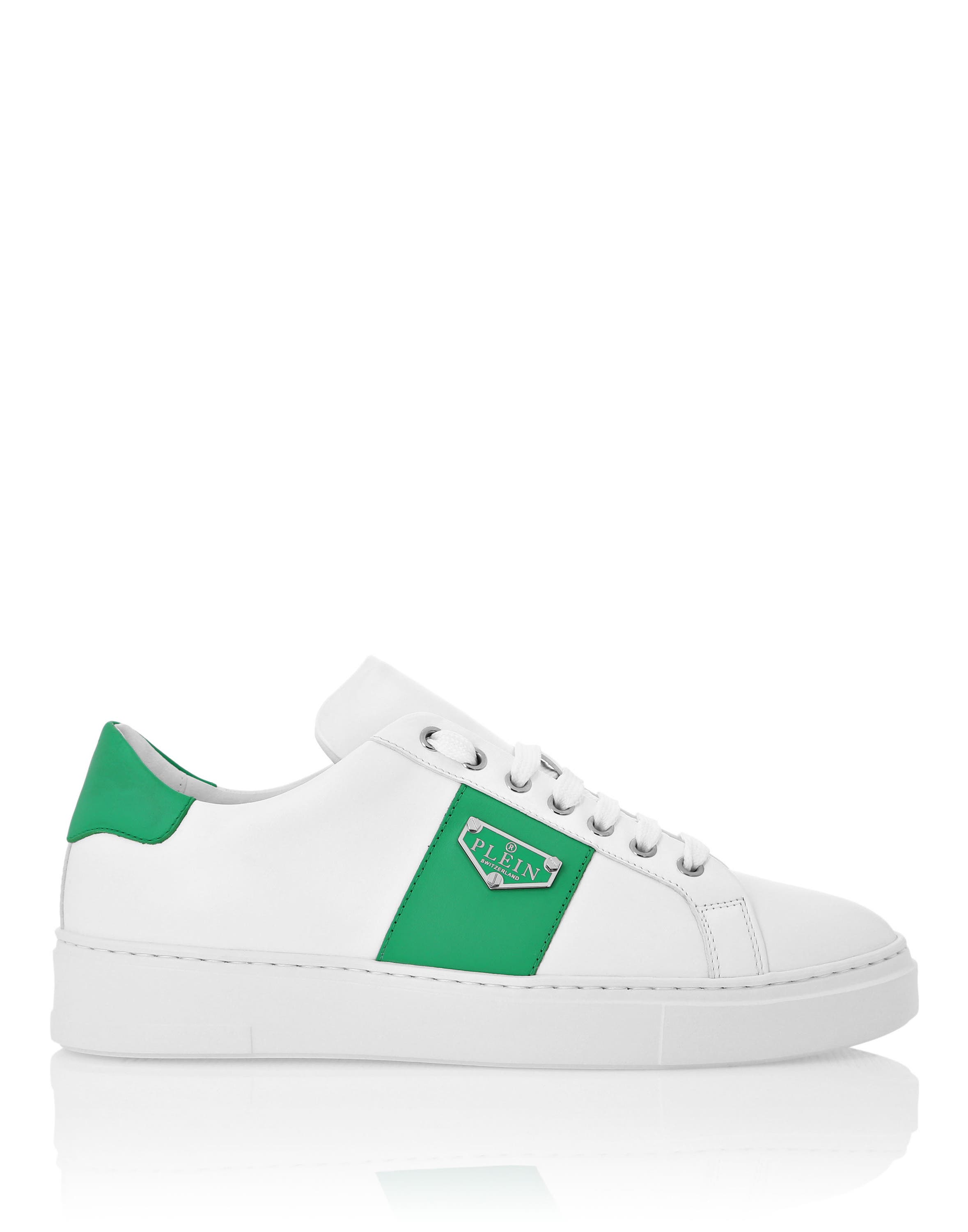 Lo-Top Sneakers Triangle Plein Unisex, Alternate, color, white/green