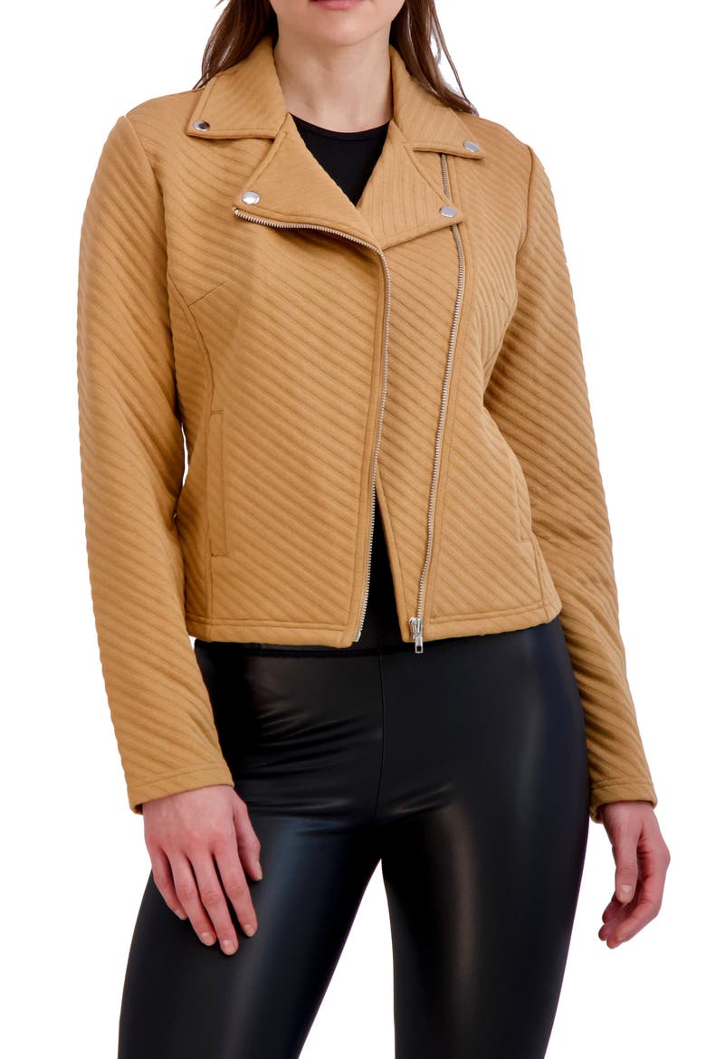 Linear Knit Moto Jacket, Main, color, HAZELNUT
