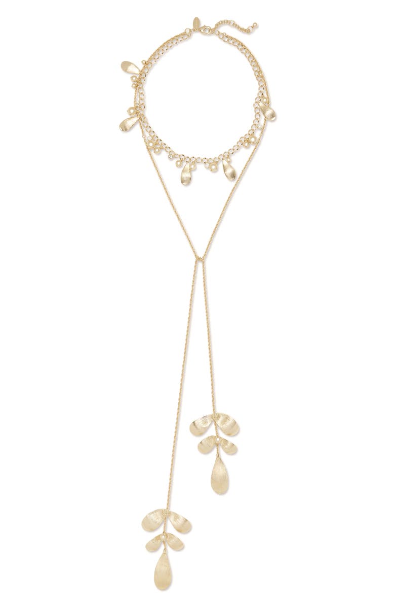 Ramy Brook Anya Lariat Necklace, Main, color, Gold
